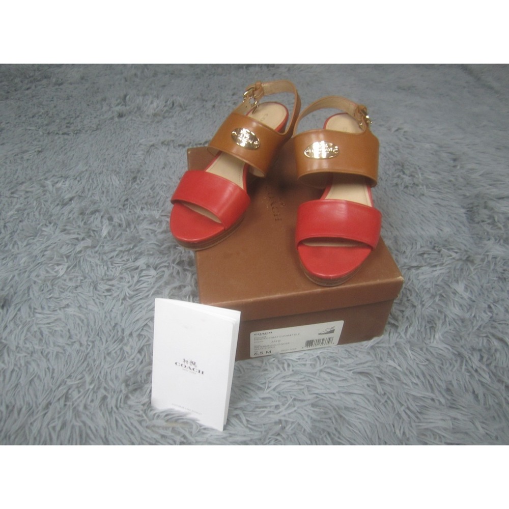 COACH Shoes Womens 6.5 B Slingback Sandals Wedge Watermelon Ginger Hendrick - Picture 1 of 16